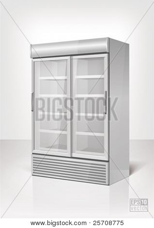 Merchandising refrigerator with 2 section. Eps10 vector