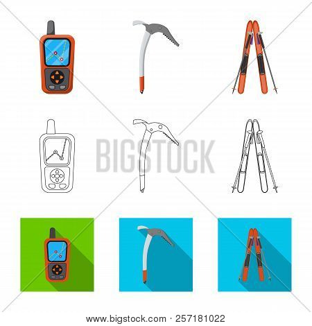 Vector Illustration Of Alpinism And Peak Logo. Collection Of Alpinism And Camp Vector Icon For Stock