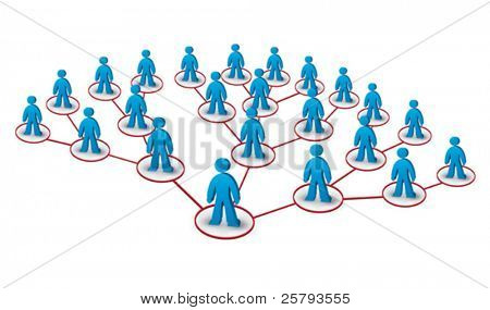 multilevel marketing network concept with human figures