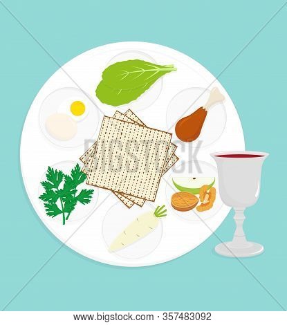 Jewish Holiday Of Passover, Passover Seder Plate, Holiday Symbolic Foods, Symbols Of Pesach, Matzah 