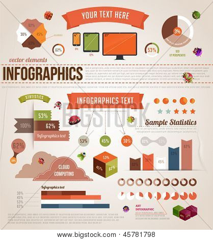 Retro infographics vektor elemek, modern design, grafikus információs és bemutatók