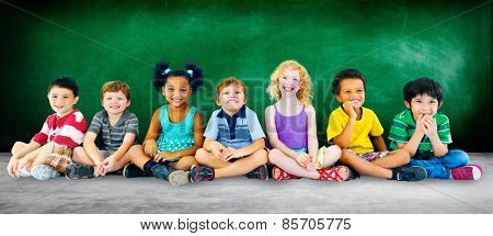 Kids Children Diversity Happiness Group Education Concept