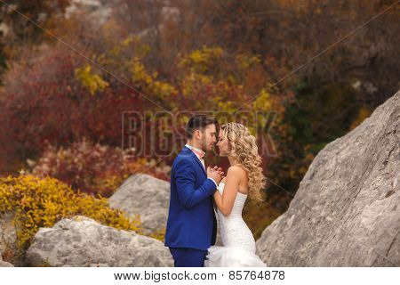 The bride and groom - the photograph in the Park.