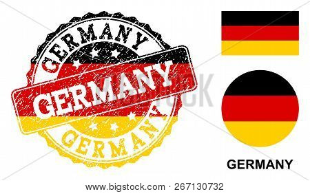 Germany Stamp Seal. Vector Rubber Watermark With Official Colors Of Germany Flag. Designed For Germa