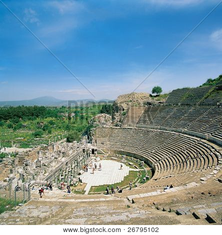 elevated view of Ephesus in Pergamum Turkey