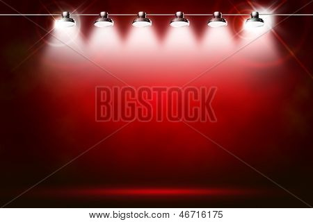 red background with spotlights