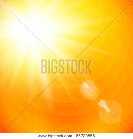 Vivid orange sunburst with sun flare