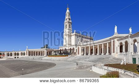 Sanctuary of Fatima, Portugal. Sanctuary of Fatima. Basilica of Nossa Senhora do Rosario and square. One of the most important Marian Shrines and pilgrimage location in the world for Catholics