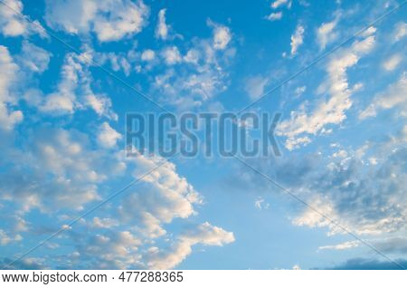 Sunset sky background, beautiful sky landscape, blue sky background scenic vast sky landscape panoramic scene, sky view with dramatic evening clouds.Sky landscape, sky nature, evening sky background