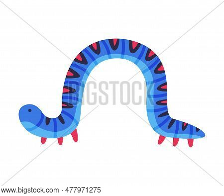 Bright Caterpillar As Larval Stage Of Insect Crawling And Creeping Vector Illustration