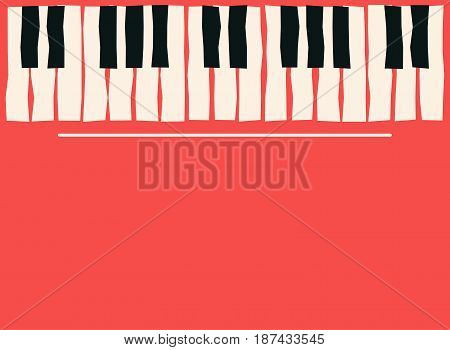 Piano keys. Music poster template. Jazz and blues music concert background. Vector