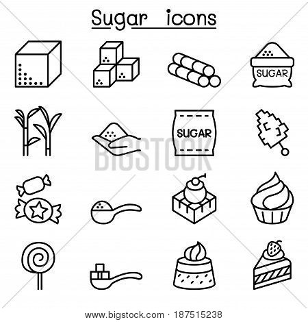 Sugar icon set in thin line style Vector illustration Graphic design