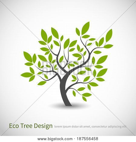 Tree logo concept of a stylized vector tree with leaves and branches, with space for text. Ecological logotype tree