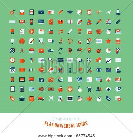 Set of flat design universal icons