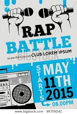 Rap Battle, Concert Hip-hop Music. Vector Template Design, Flyer, Poster, Brochure, Cover Book, Page