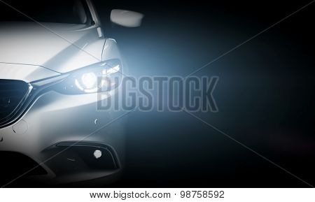 Modern luxury car close-up banner background. Concept of expensive, sports auto.