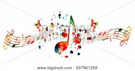 Music Background With Colorful Music Notes Vector Illustration Design. Artistic Music Festival Poste