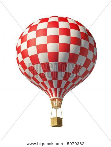 Isolated On White 3D Red-white Balloon