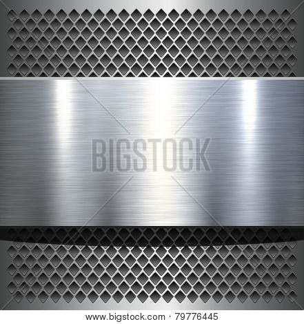 Metal plate texture polished metal background, vector illustration.