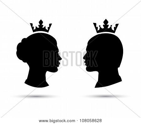 king and queen heads, king and queen face vector silhouette