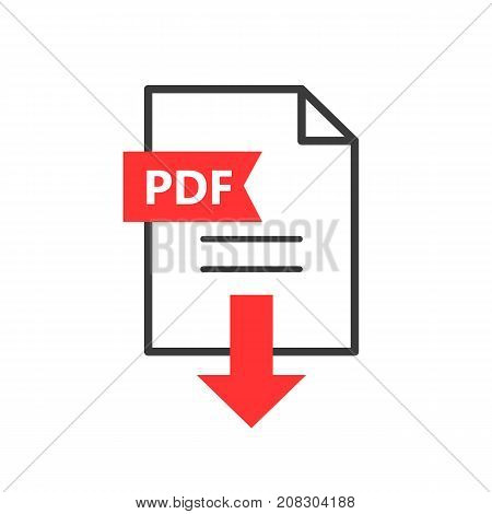 PDF vector icon. Download file. Simple sign for web or app.