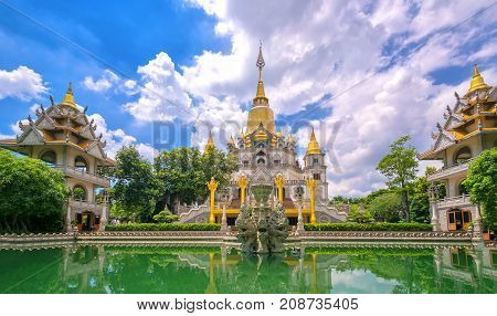 Ho Chi Minh city, Vietnam - October 8th, 2017: Buu Long Pagoda with nice architecture. This considered wonder of the world. A peacefull place to calm your mind and soul in Ho Chi Minh City, Vietnam