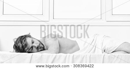 Man Handsome Guy Sleep. Sleep Is Vital To Your Physical And Mental Health. Healthy Sleep Habits. Man