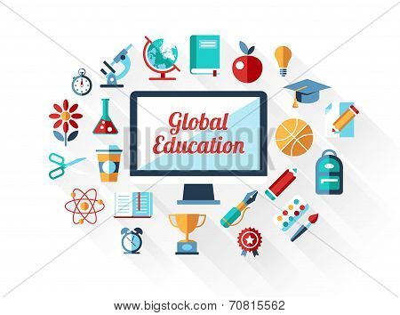 Vector school flat design composition