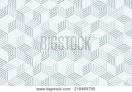 Seamless geometric pattern with hexagons and lines. Irregular structure for fabric print. Monochrome abstract background.