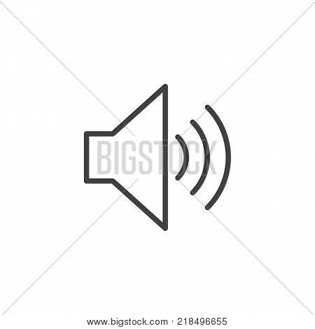 Speaker volume line icon, outline vector sign, linear style pictogram isolated on white. Sound speaker symbol, logo illustration. Editable stroke