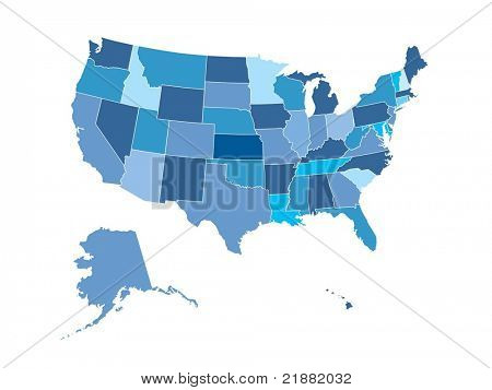 アメリカ合衆国、記載されている米国の地図