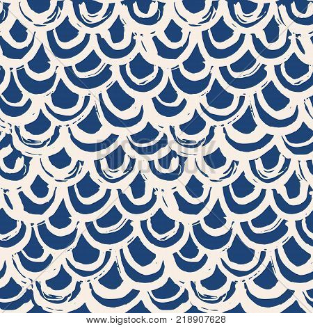 Indigo tie dye seamless pattern. Print texture waves. Geometrical seamless vector stripes. Striped watercolor texture batik. Watercolour pattern. Organic japanese natural tiles. Blue and white print.