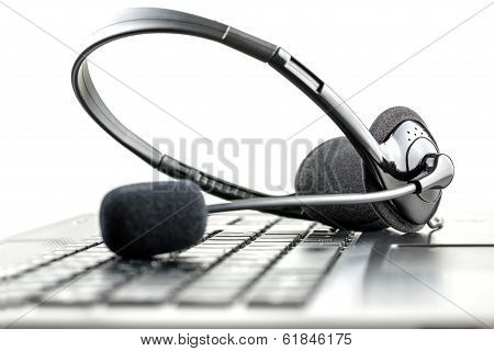 Headset On A Laptop Computer