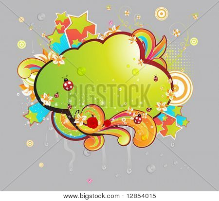 Spring vector illustration for beauty design with water drops