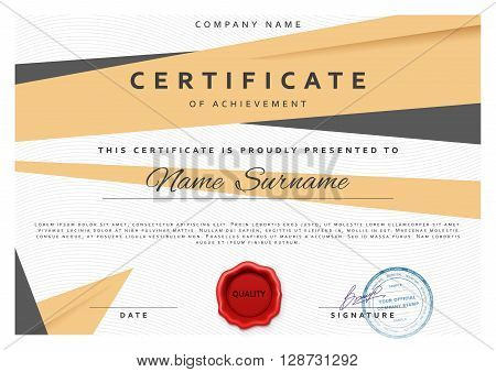 Certificate design.  Certificate border.  Certificate frame. Certificate and diploma. Certificate of achievement. Premium present certificate. Guilloche certificate