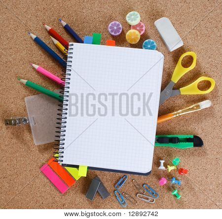  view of the office tools on cork board