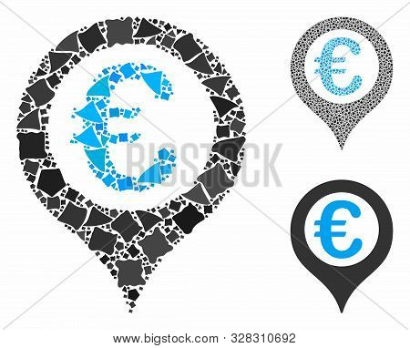 Euro Geotargeting Mosaic Of Joggly Parts In Various Sizes And Shades, Based On Euro Geotargeting Ico