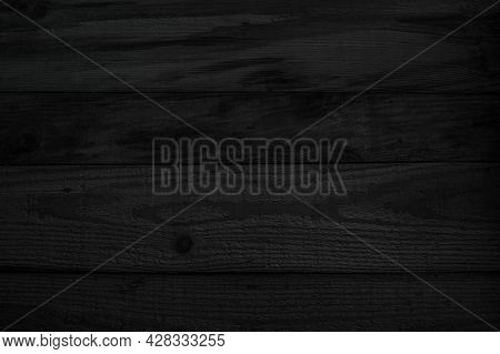 Black Wood Texture Background. Abstract Dark Wood Texture On Black Wall. Aged Wood Plank Texture Pat