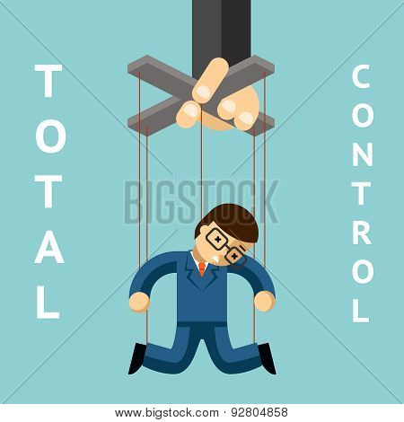 Total control. Businessman puppet