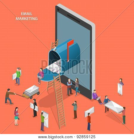 Email marketing flat isometric vector concept.