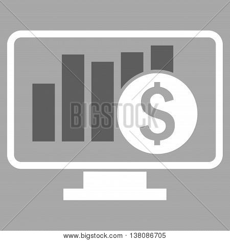 Stock Market Monitoring vector icon. Style is bicolor flat symbol, dark gray and white colors, silver background.