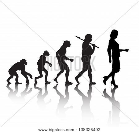 Human evolution. Women's evolution. Silhouette on a white background. Vector illustration