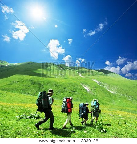 People in mountains