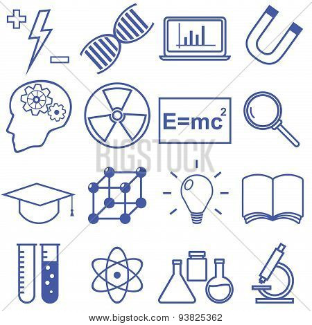 Science and Education Flat Line Icons. Vector illustration