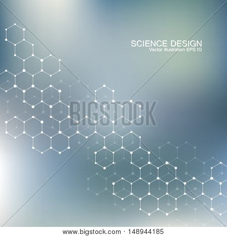 Structure molecule of DNA and neurons. Structural atom. Chemical compounds. Medicine, science, technology concept. Geometric abstract background. Vector illustration for your design