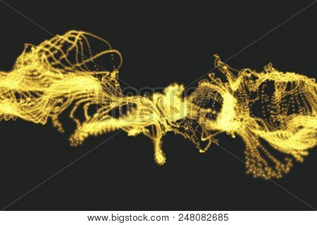 Array With Dynamic Particles. 3d Technology Style. Abstract Background. Vector Illustration.