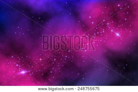 Space Background. Bright Milky Way With Nebula And Stars. Color Galaxy With Stardust. Abstract Futur