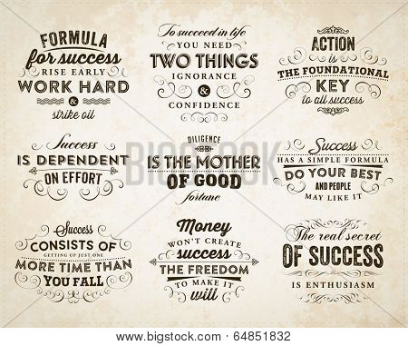 Set of Quotes Typographical Posters, Vector Design. Motivational Success Quotes for Inspirational Art.