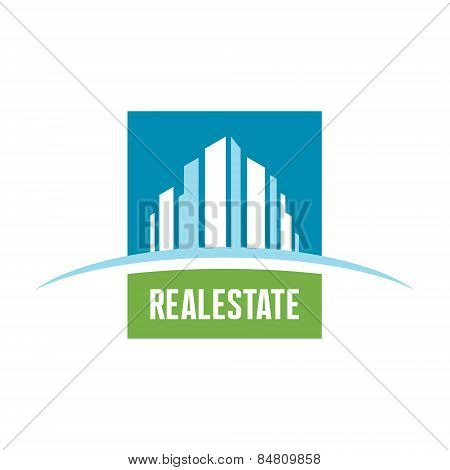 Real estate logo concept illustration. Building logo. Cityscape logo. Abstract vector logo.