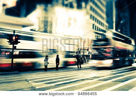 Abstract Cityscape Blurred Night View. Hong Kong